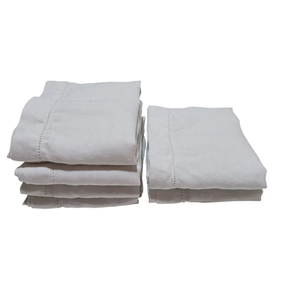 Pottery Barn 100% Linen Napkins White 20x20 Set of 6 Elegant Everyday Classic - Picture 3 of 7